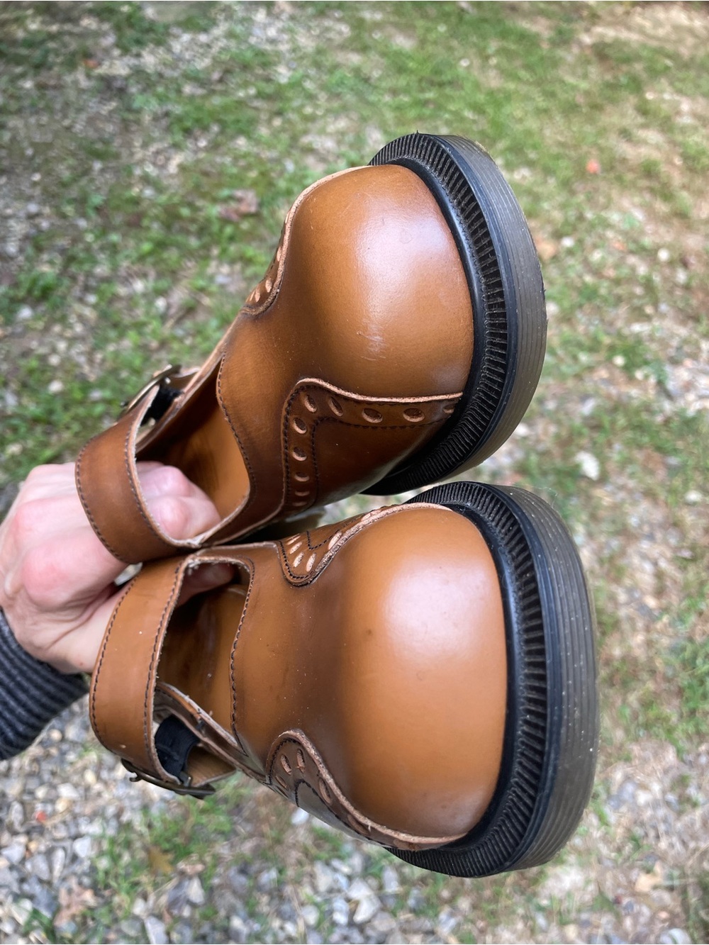 Dr Marten England Vintage Brogue Leather Mary Jane Clog Shoes Size 8 Woman’s (6) - Picture 9 of 14